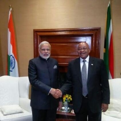 प्रधानमंत्री नरेंद्र मोदी ने की दक्षिण अफ्रीका के राष्ट्रपति जैकब जुमा से मुलाकात